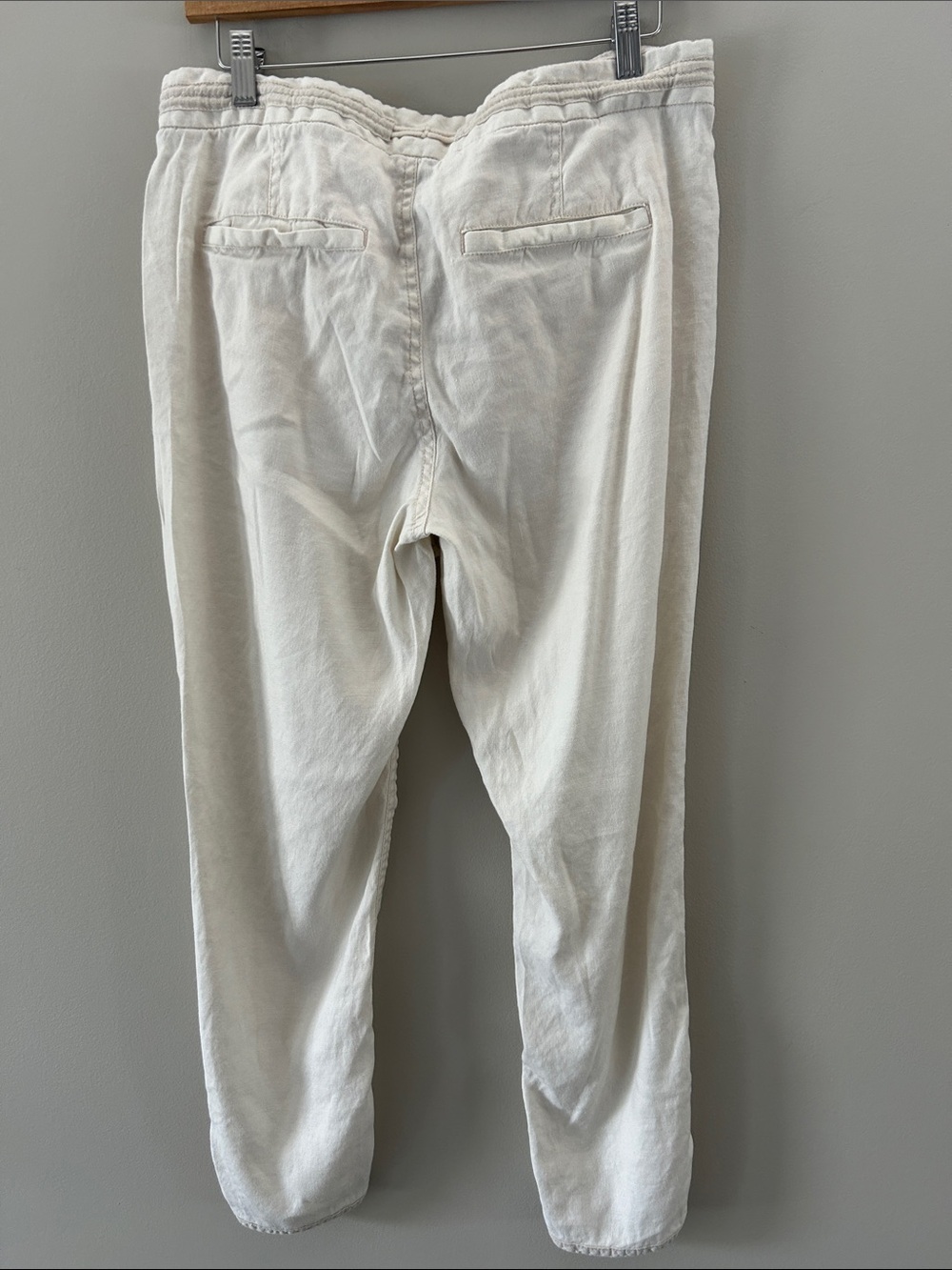 Pilcro And The Letterpress Linen Blend Ivory Drawstring Waist Ankle Crop Pants - Picture 6 of 6